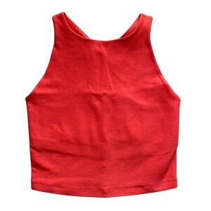 Beyond Yoga Spacedye Refocus Tank Women XS  Coral Red High Neck Racerback Sporty